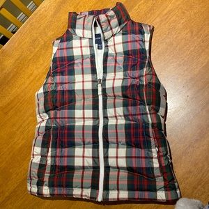 Plaid, women’s, super cute puffer vest, size small. New, but no tags.